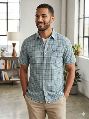 Dockers Blue Casual Button Down Shirt - Size L Great Condition